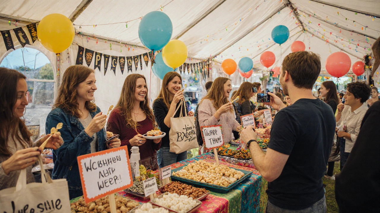 Посетители пробуют органическую косметику на ярмарке конечных потребителей.