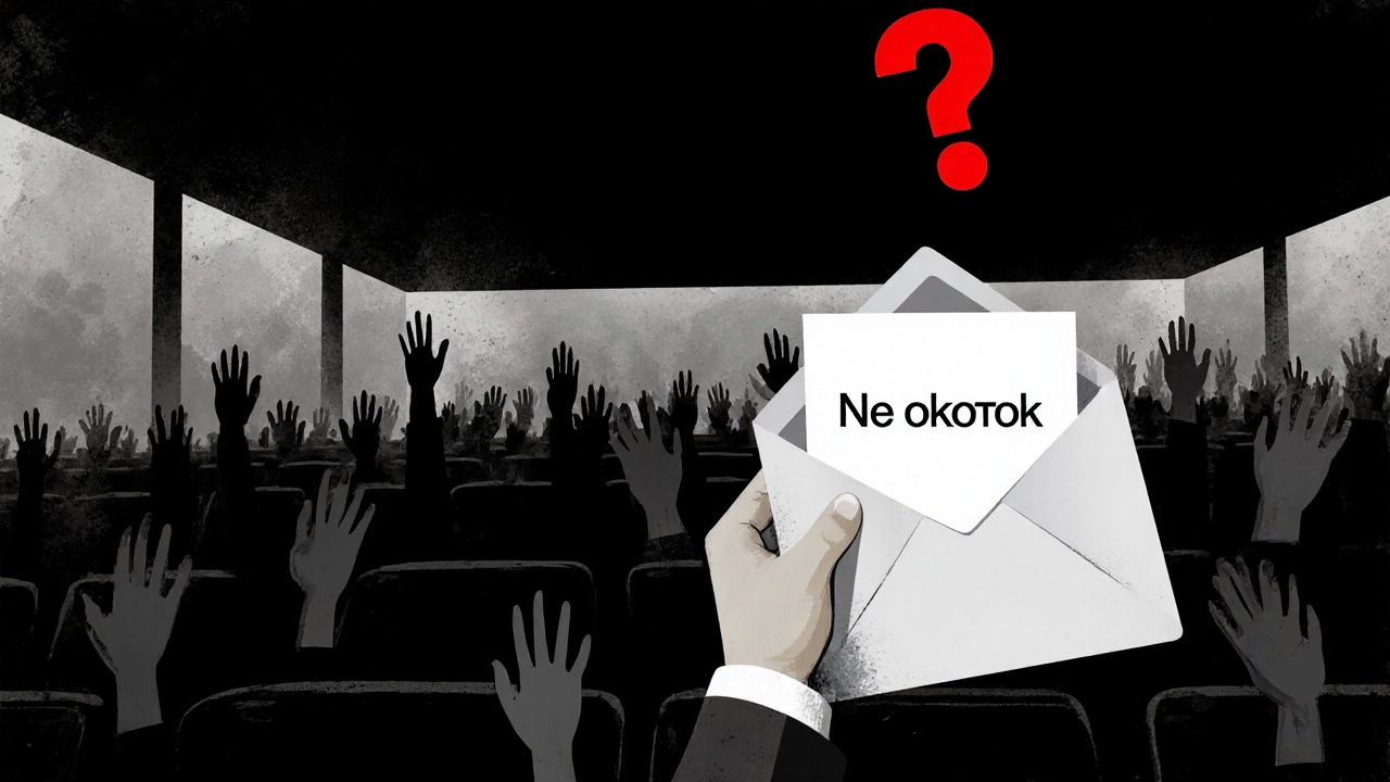 Аудитория молча соглашается с невысказанным вопросом, символизирующим усталость от шаблонных презентаций.