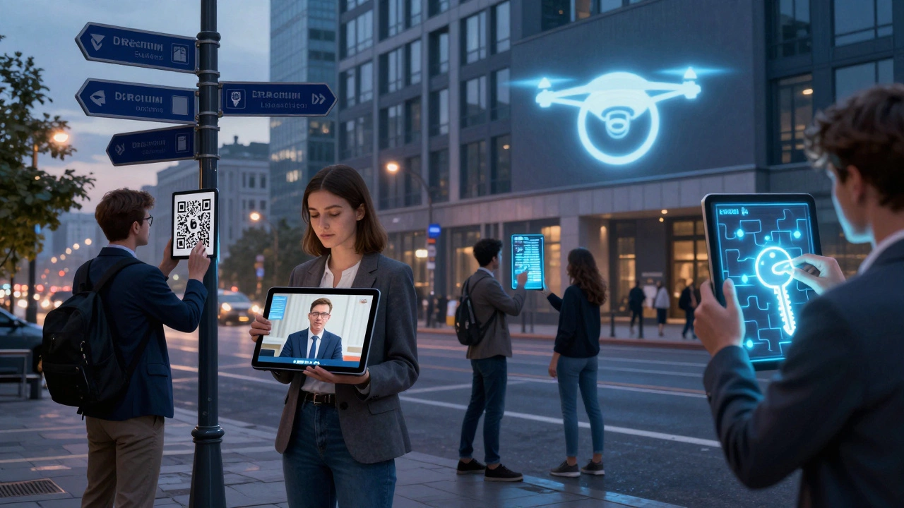 Бизнес-квест по городу: участники сканируют QR-коды и получают видео-задания от CEO в московском городе на закате.